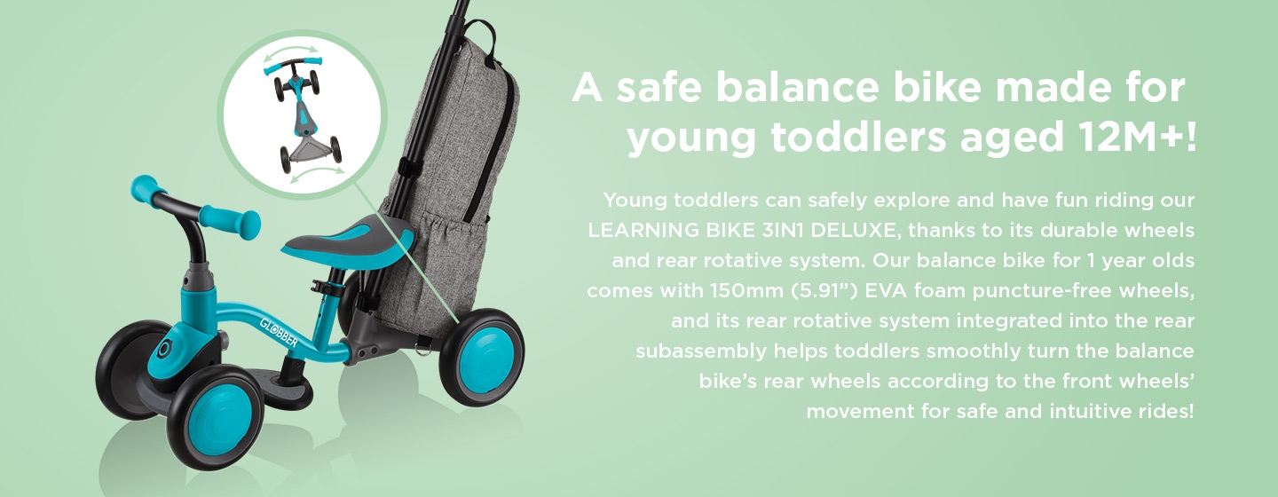A safe balance bike perfect for toddlers aged 12 months old