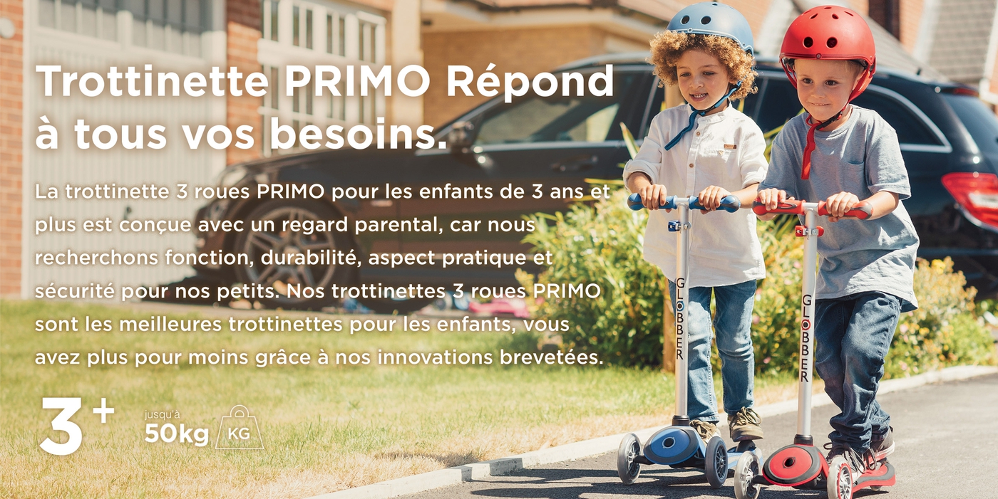 GLOBBER Primo V2 trottinette à 3 Roues Enfant dès 2-3 Ans 