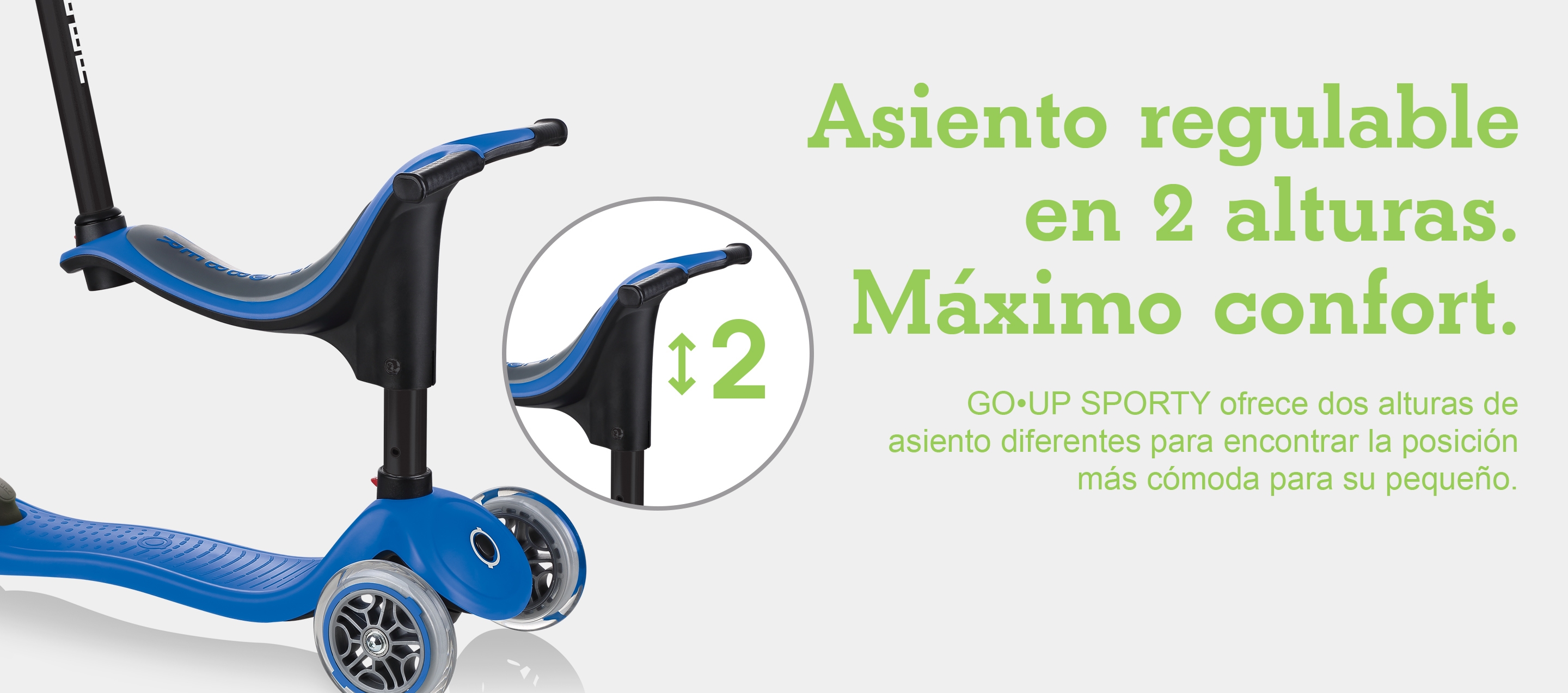 Patinete evolutivo go up plegable 4 en 1 con luces azul