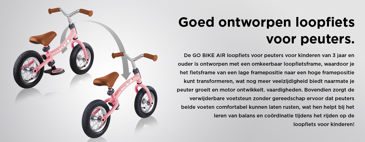 Goed ontworpen loopfiets voor peuters.