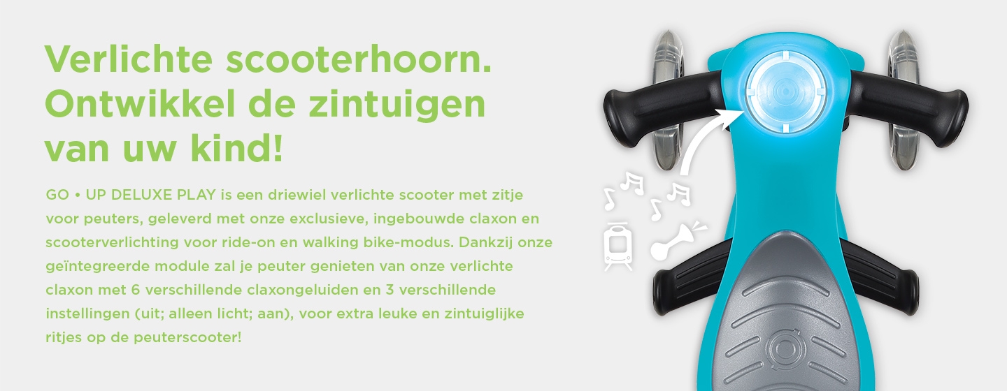 Verlichte scooterhoorn. Ontwikkel de zintuigen van uw kind!