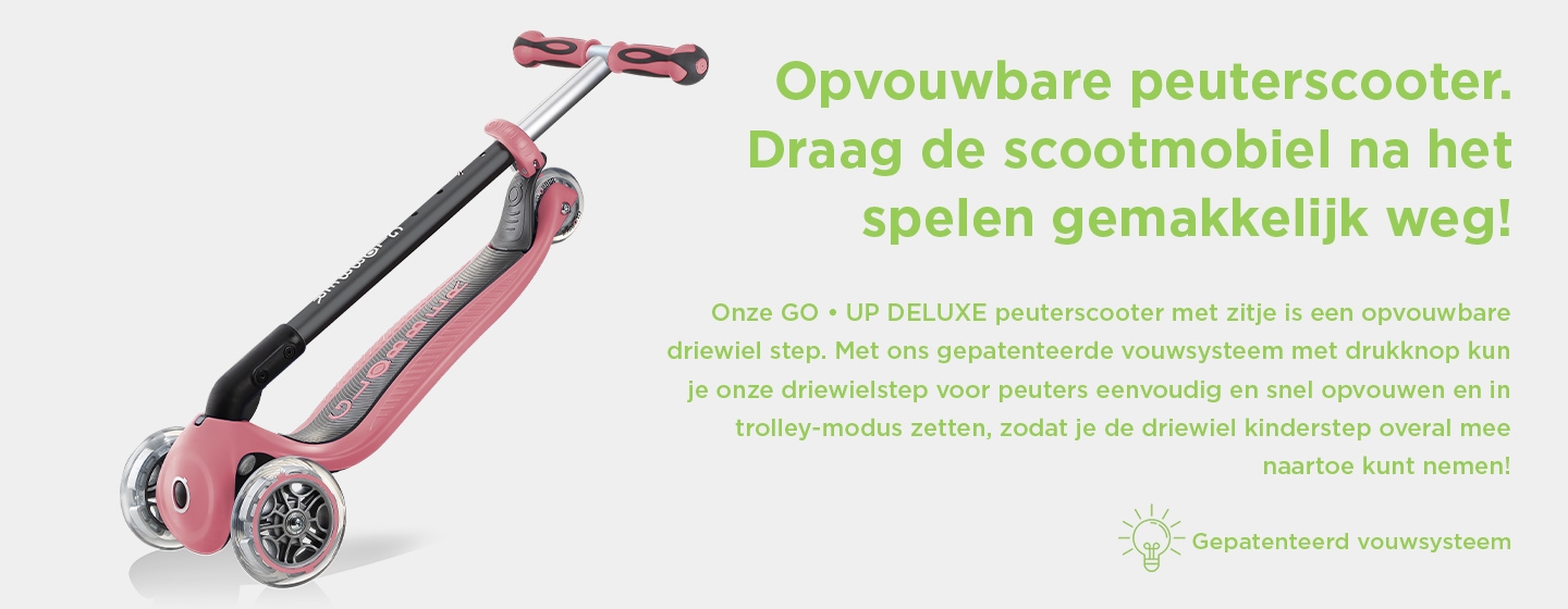 Opvouwbare peuterscooter. Draag de scootmobiel na het spelen gemakkelijk weg!