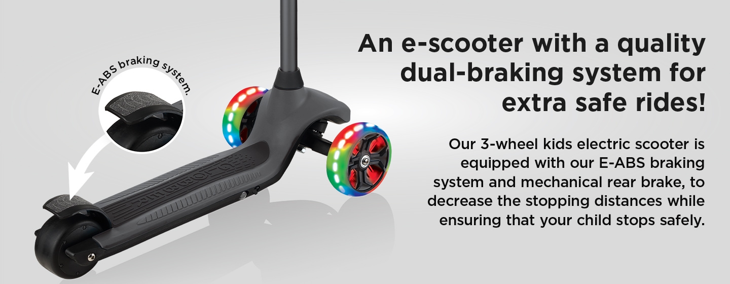 An e-scooter with a quality dual-braking system for extra safe rides!