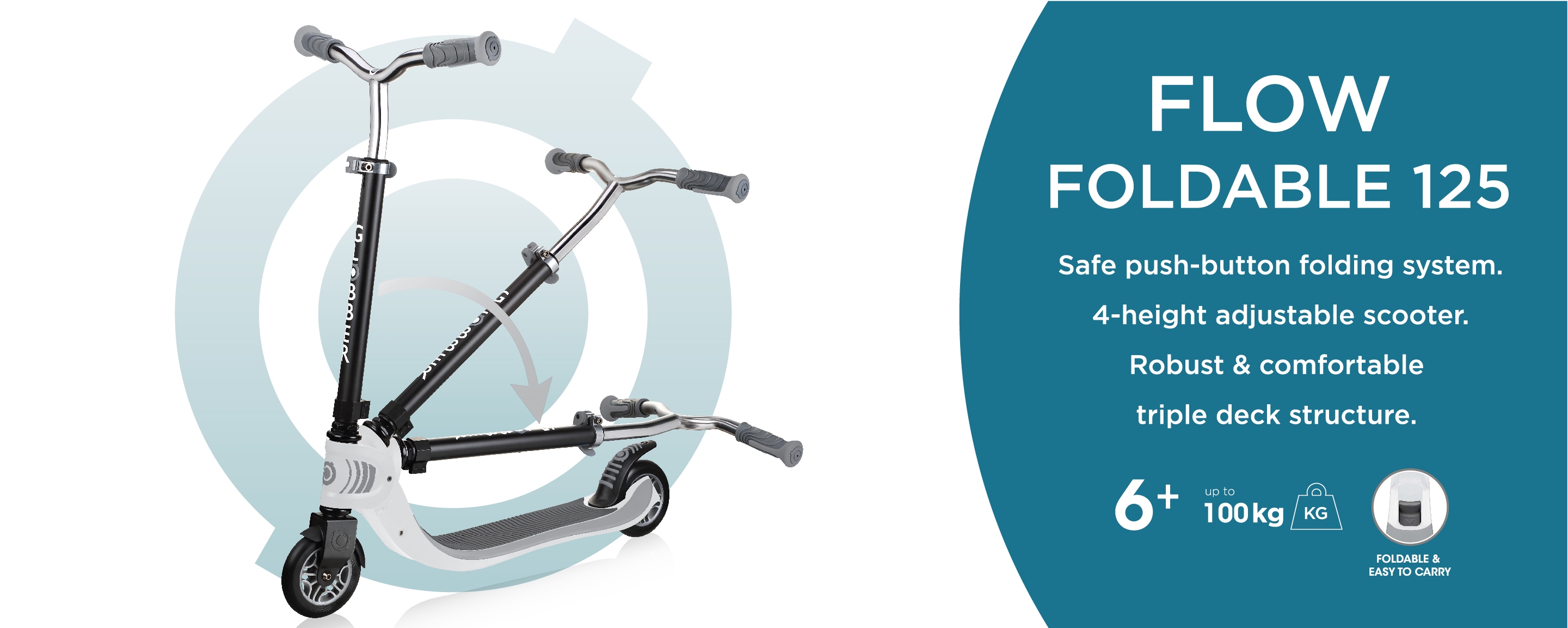 Scooters for all - FLOW FOLDABLE 125 2-wheel foldable scooter for kids & teens