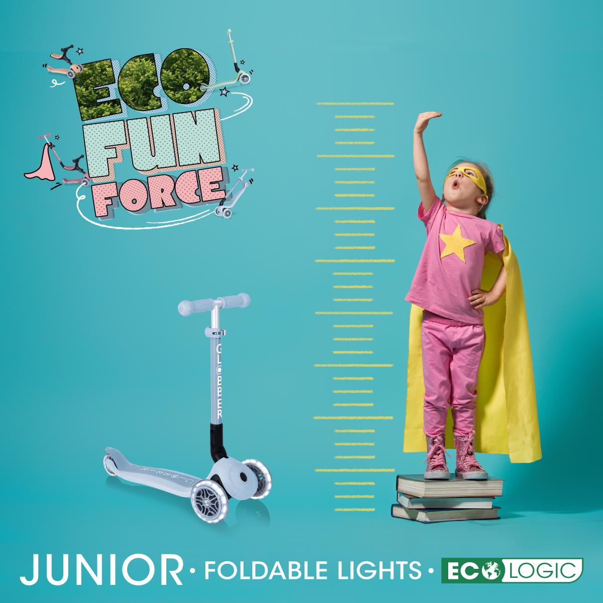 JUNIOR FOLDABLE LIGHTS ECOLOGIC 3-wheel eco-friendly scooter